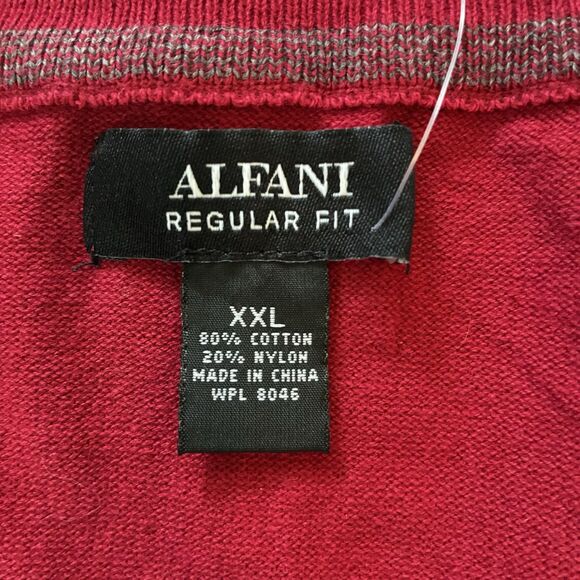 New Alfani V Neck Sweater Holiday Red Christmas Long Sleeve Men’s XXL Grandpa - Picture 4 of 7